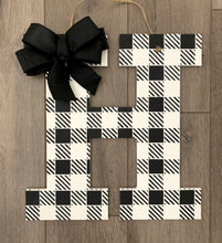 Load image into Gallery viewer, Buffalo Check Initial Door Hanger - Bedroom Decor