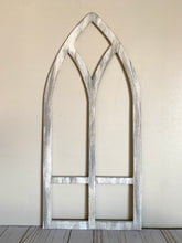 Load image into Gallery viewer, Cathedral Whitewashed Arch Decor - Wooden Window Arch