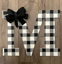 Load image into Gallery viewer, Buffalo Check Initial Door Hanger - Bedroom Decor