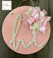 Hi Front Door Sign- Pink Animal Print Door Sign