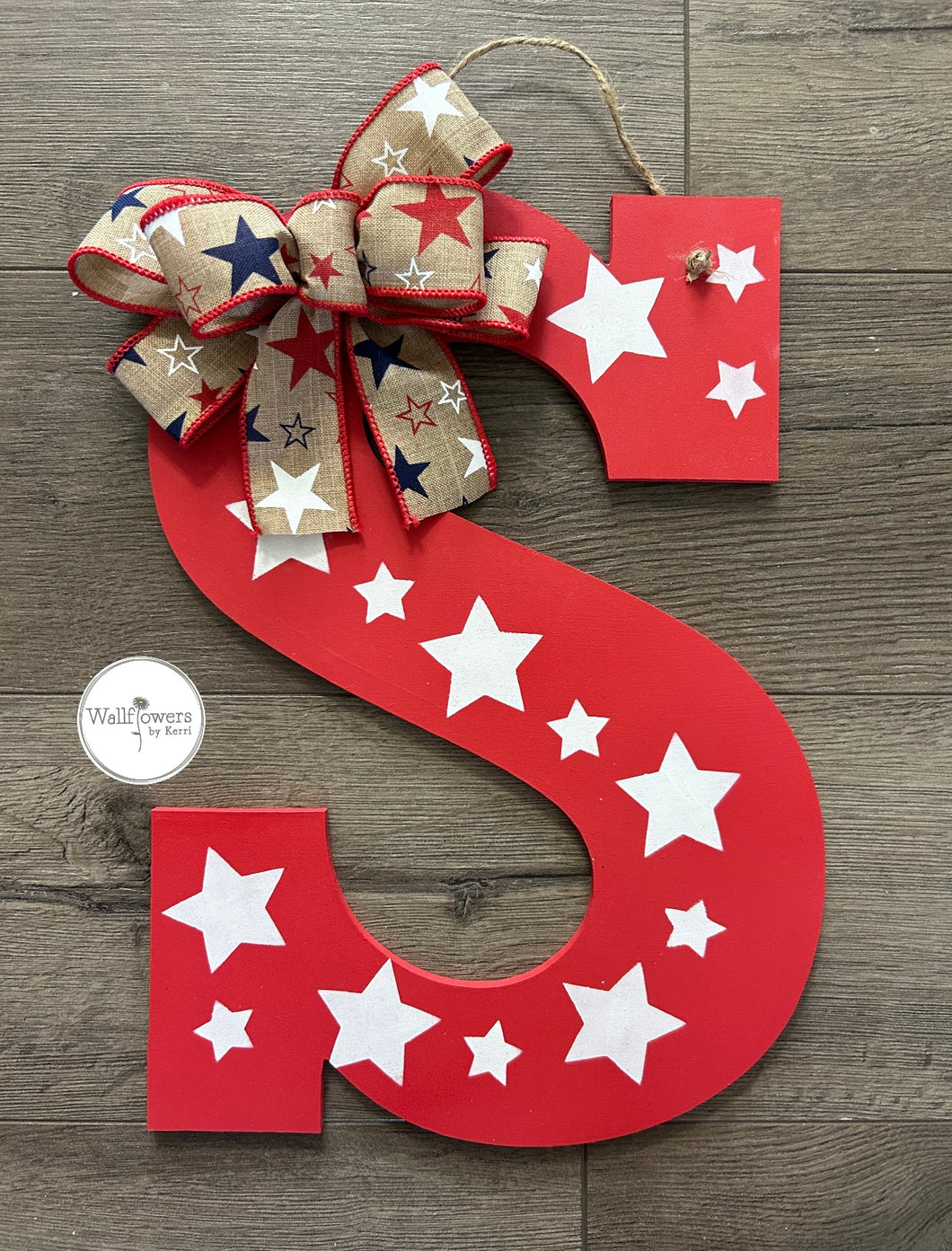 Red Large Star Door Hanger - Personalized Initial Decor- American Decor