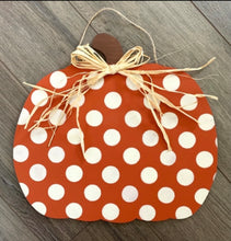 Load image into Gallery viewer, Fall Polka Dot Pumpkin Door Hanger- Door Decoration
