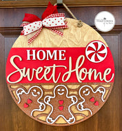 Home Sweet Home Gingerbread Christmas Door hanger, Christmas Porch Sign