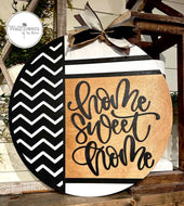 Home Sweet Home - Chevron Black and White Home Sign