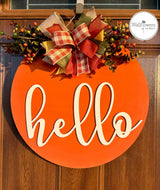 Fall Hello Door Hanger - Fall Door Decoration -Porch Decor
