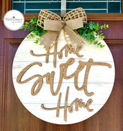 Home Sweet Home - Cream with Natural wood Home Sign
