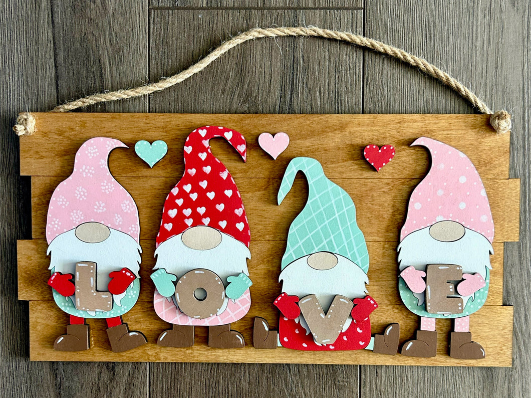 Gnome Love Wood Sign - Valentine's Day Decor