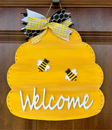 Bumble Bee Hive Door Hanger - Spring Decoration