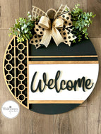 Welcome Stripe Round Sign