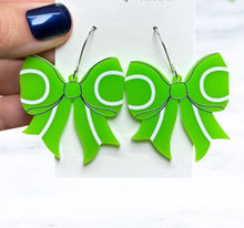 Load image into Gallery viewer, Sport Bow Dangle Acrylic Earrings
