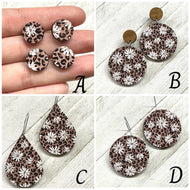 Animal Print with Flowers Studs and Dangle