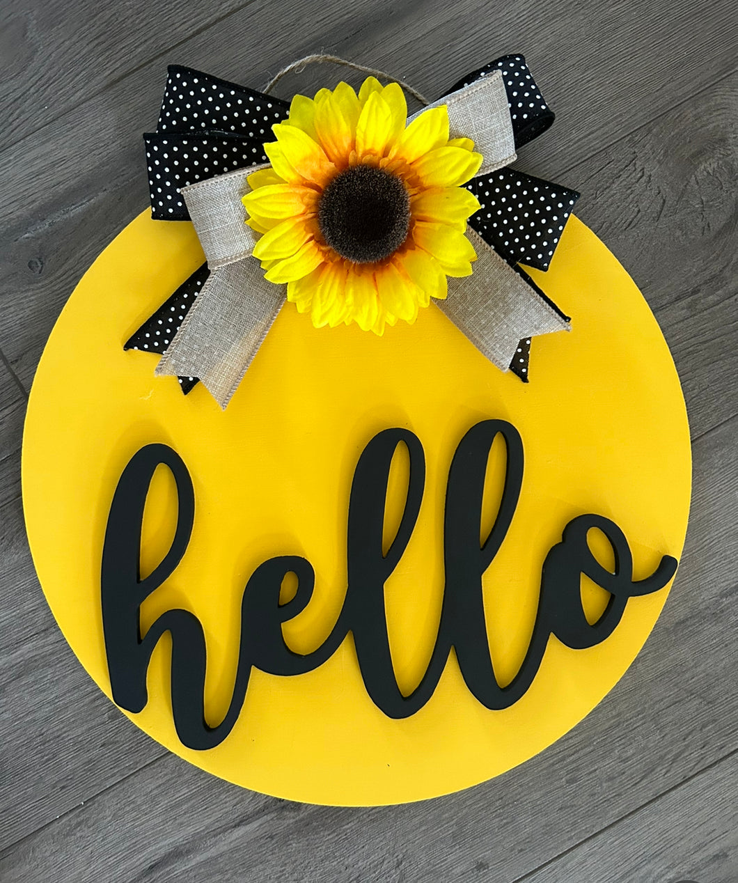 Hello Sunflower Door Sign, Home Decor Porch Sign