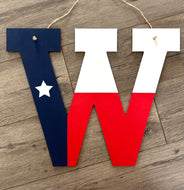 Texas Flag Door Hanger - Texas Decor - Personalized Initial Decor- American Decor