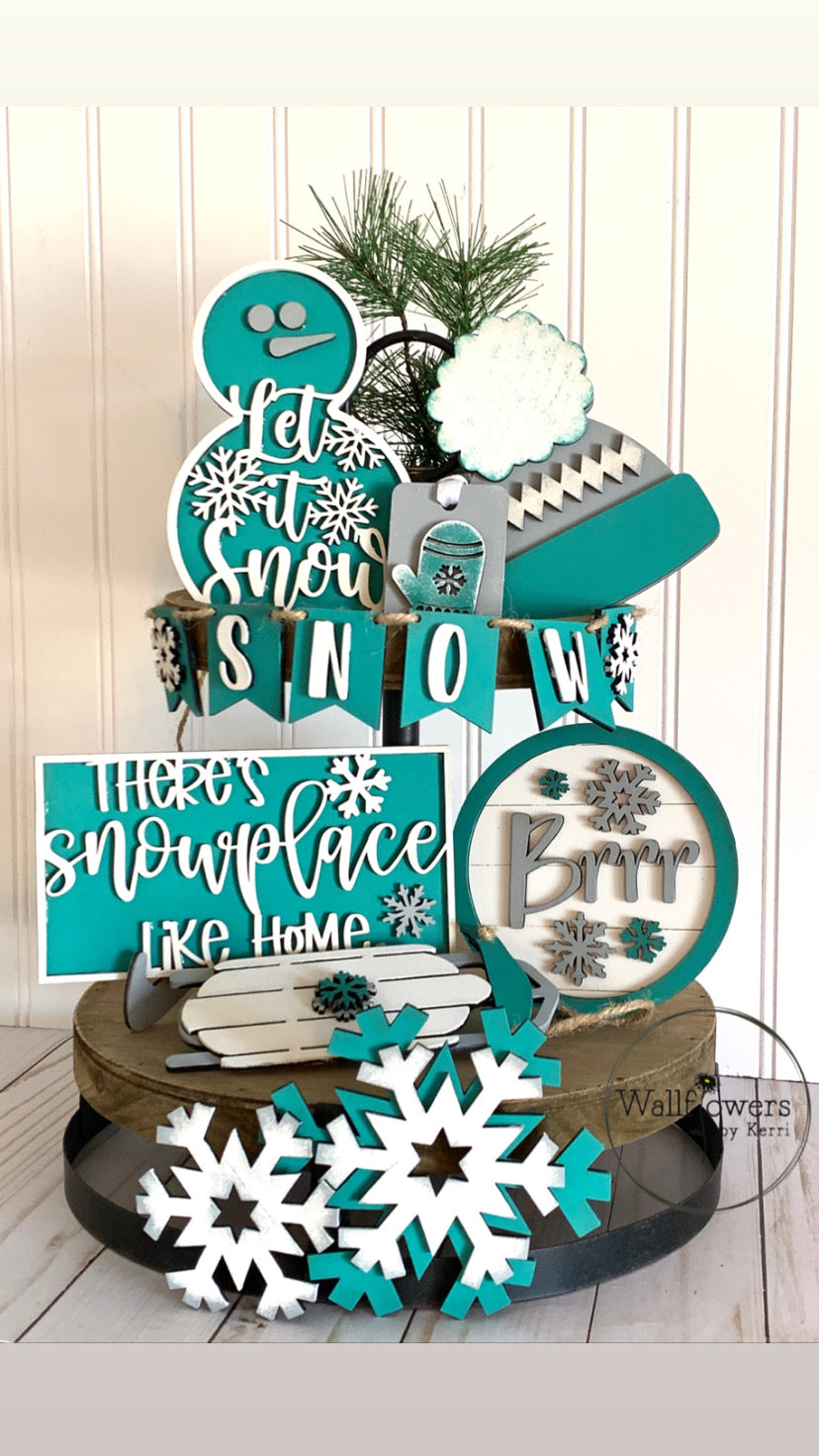 Winter Tiered Tray Set