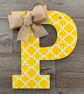 Yellow Initial Door Decoration  - Porch Decor