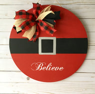 Santa's Belly Believe Door Hanger