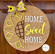 Sunflower Home Sweet Home Door Hanger - Porch Sign