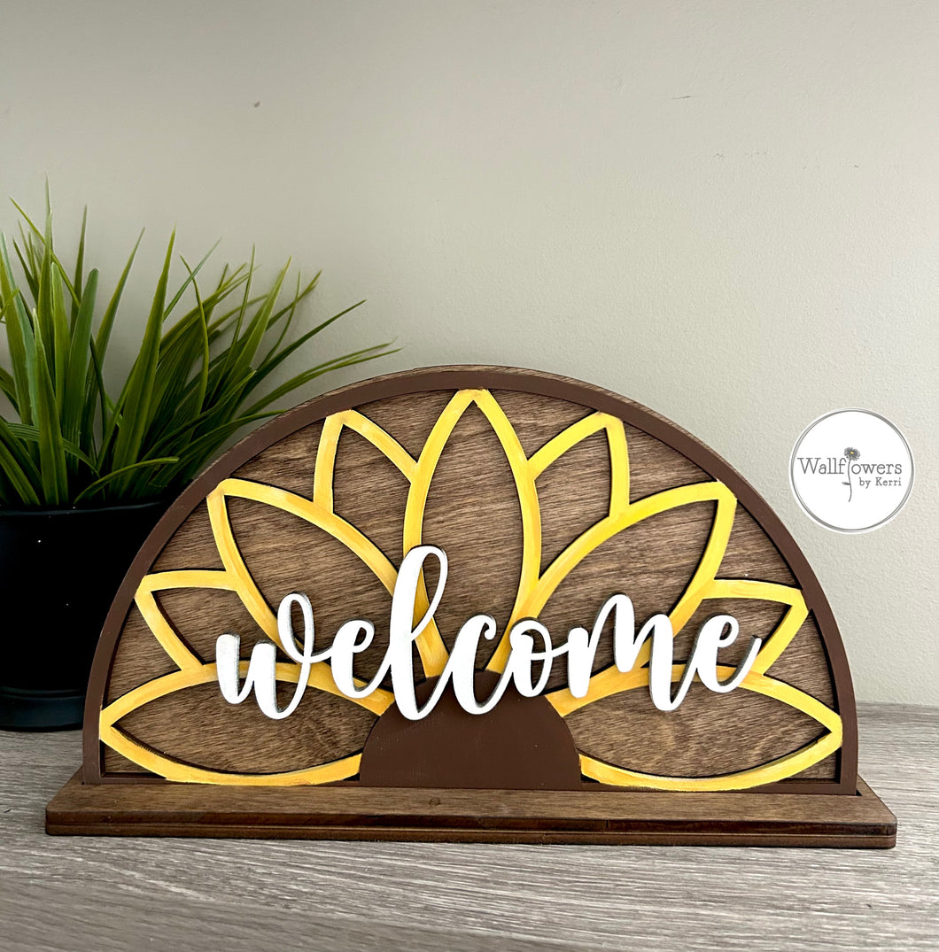 Sunflower Shelf Sitter - Welcome Sunflower Sign