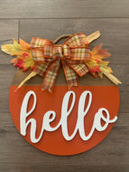 Fall Hello Door Hanger - Fall Door Decoration -Porch Decor