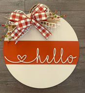 Fall Hello Door Hanger - Fall Door Decoration -Porch Decor