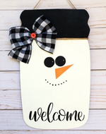 Mason Jar Snowman Door Hanger - Wall Decor