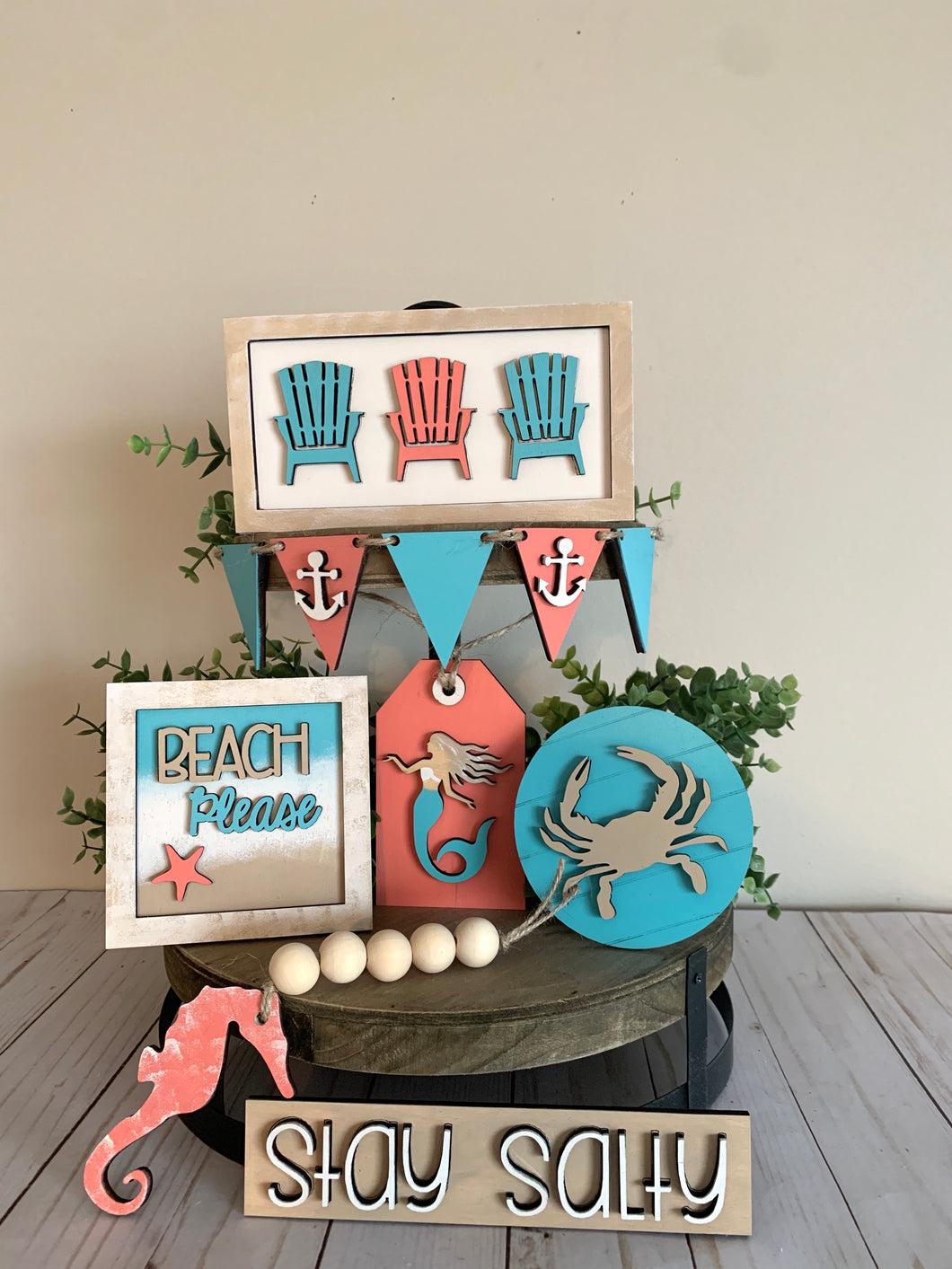 Beach Tiered Tray Set- Tier Tray Decor Bundle