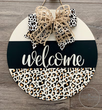 Load image into Gallery viewer, Welcome Door Hanger, Porch Sign, Animal Print
