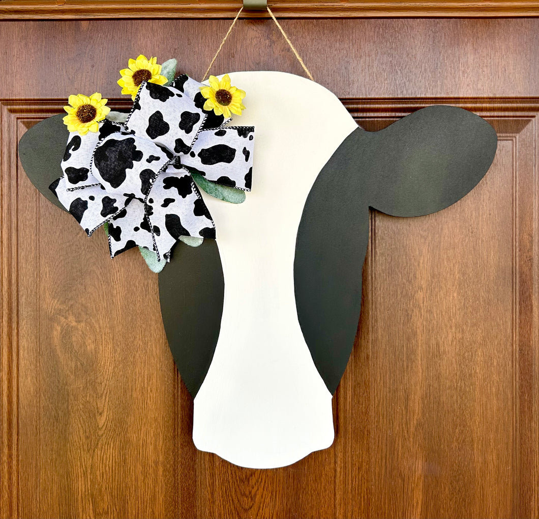 Cow and Sunflower Door Hanger - Hey Y’all