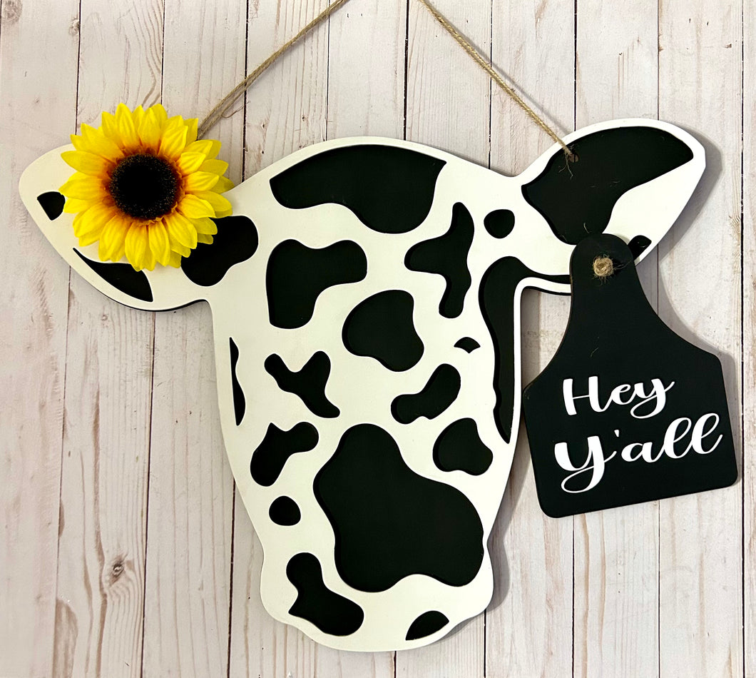 Cow Door Hanger - Hey Y’all