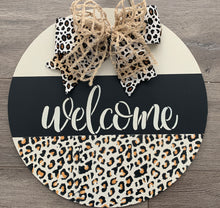 Load image into Gallery viewer, Welcome Door Hanger, Porch Sign, Animal Print
