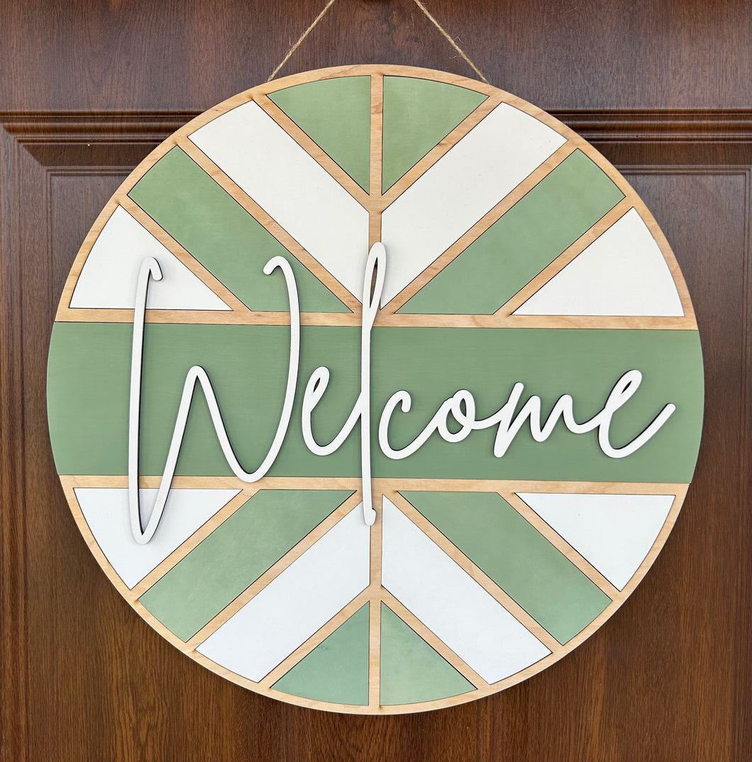 Boho Geometric Welcome Sign - Door Hanger