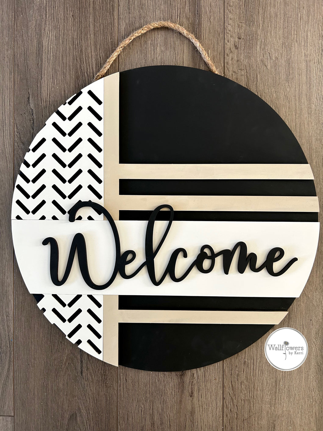 Patterned Stripe Welcome Sign - Door Hanger